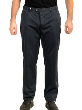 Malo Men's Navy Blue Flat Front Casual Pants US 38 IT 54